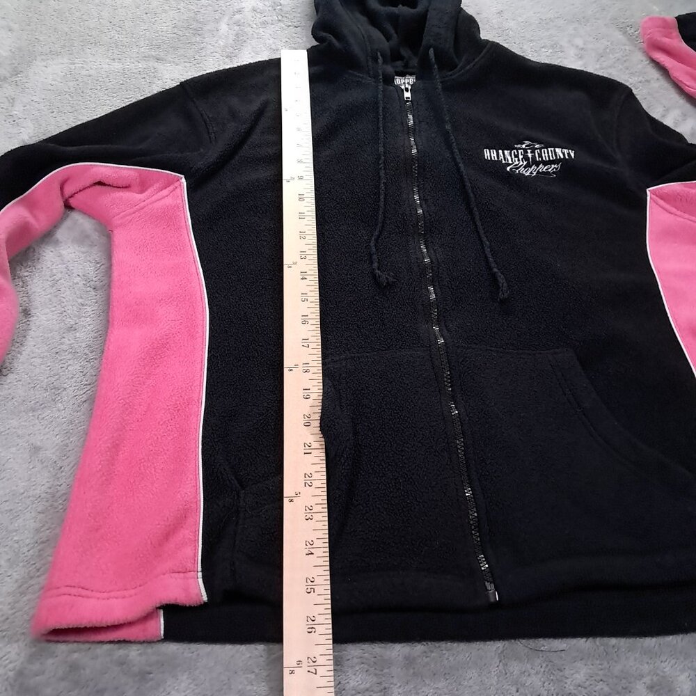 Orange County Choppers Hoodie Women Size L Fleece Full ZIp Black Pink - Picture 7 of 10